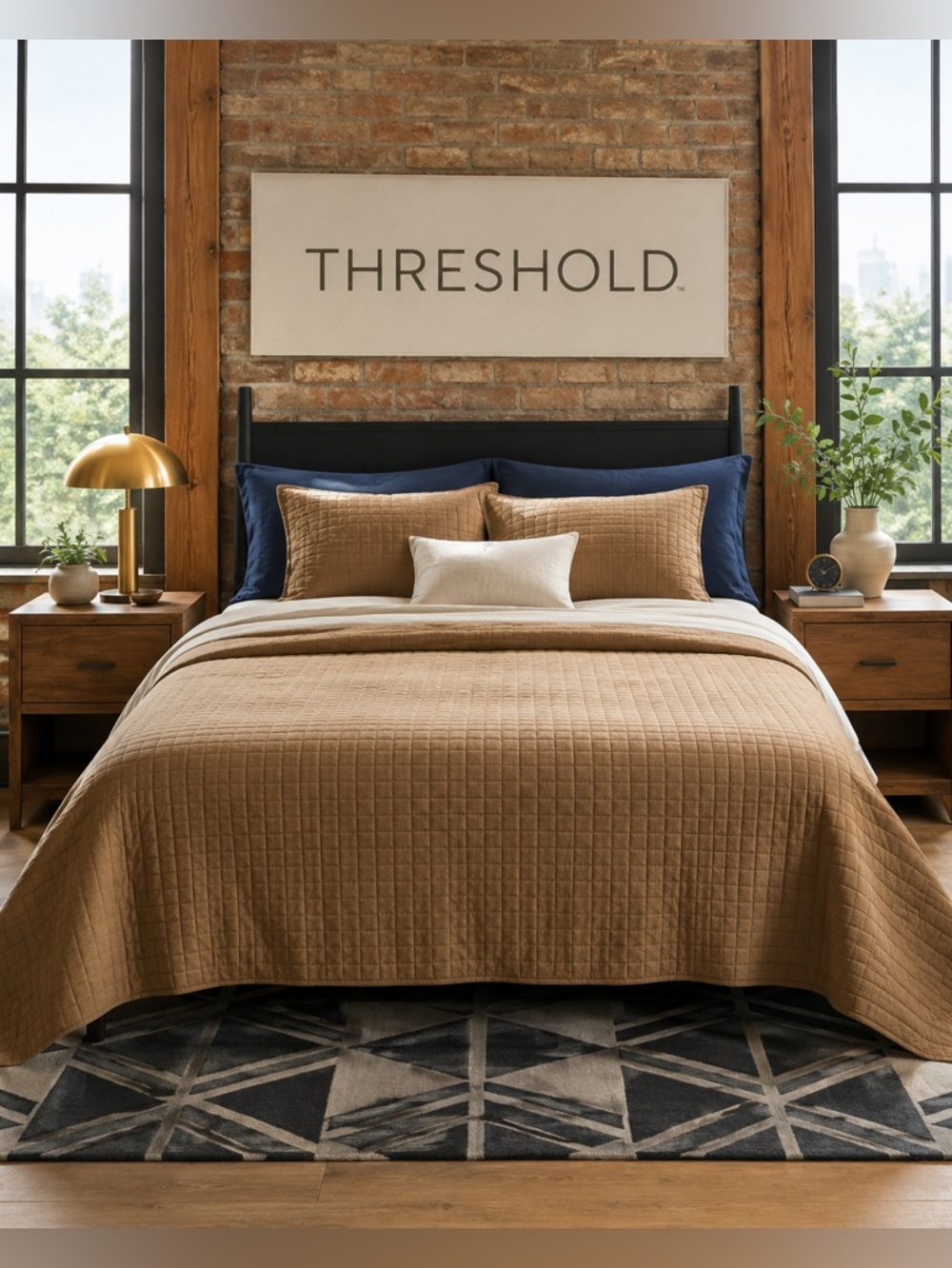 Threshold Jersey Quilted Cotton Quilt Set in Light Brown